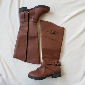 Riding boots brown faux leather size 8/8.5